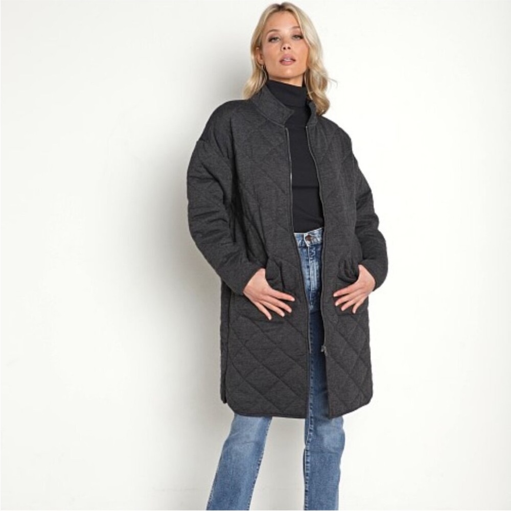 Jackson Rowe Quilted Gray Coat - long Size M